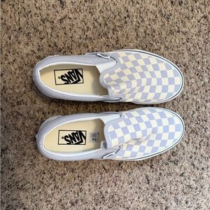 Vans Woman’s Cream and Gray Checkerboard Slip-Ons